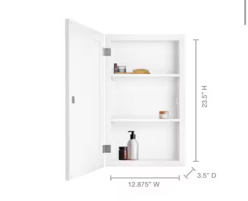 Glacier Bay Medicine Cabinet 26” x 15” – Mirror, Wall/Recessed Mount (Gray)