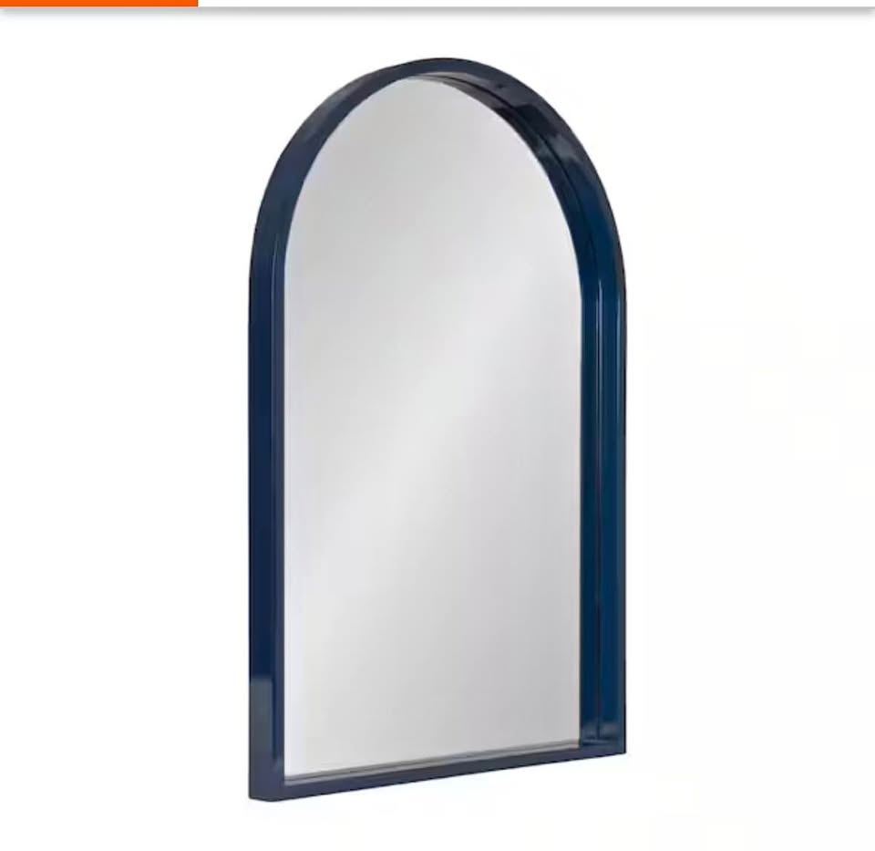 Kate and Laurel Travis Navy Blue 20 in. W x 30 in. H Arch MDF Wall Mirror