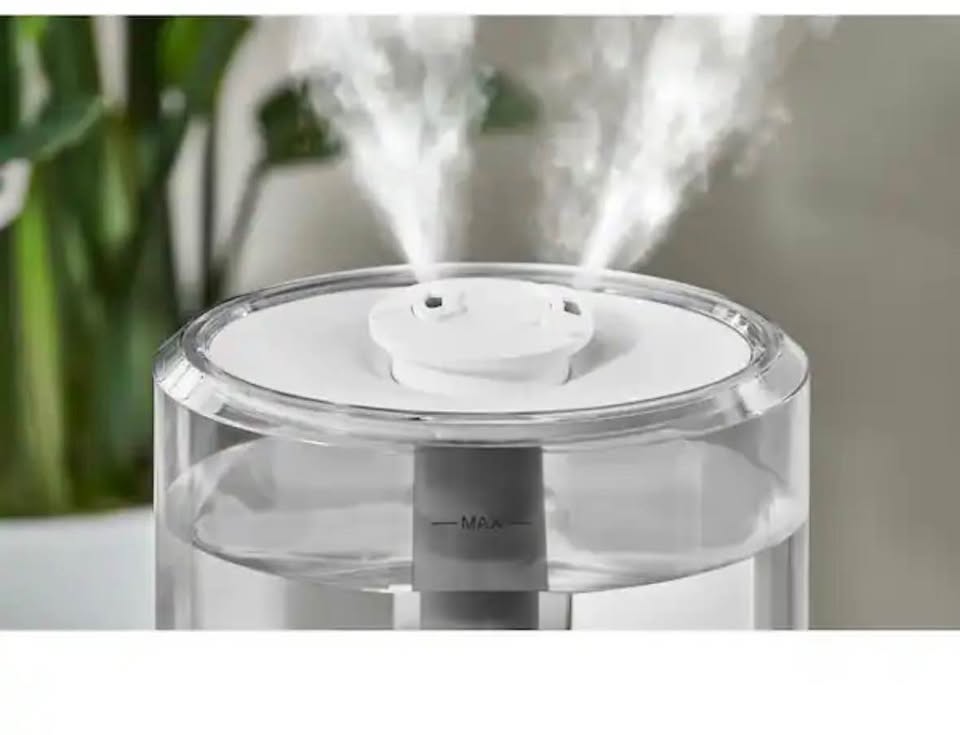 Vissani 1-Gal Cool Mist Humidifier – Dual 360° Nozzle, White