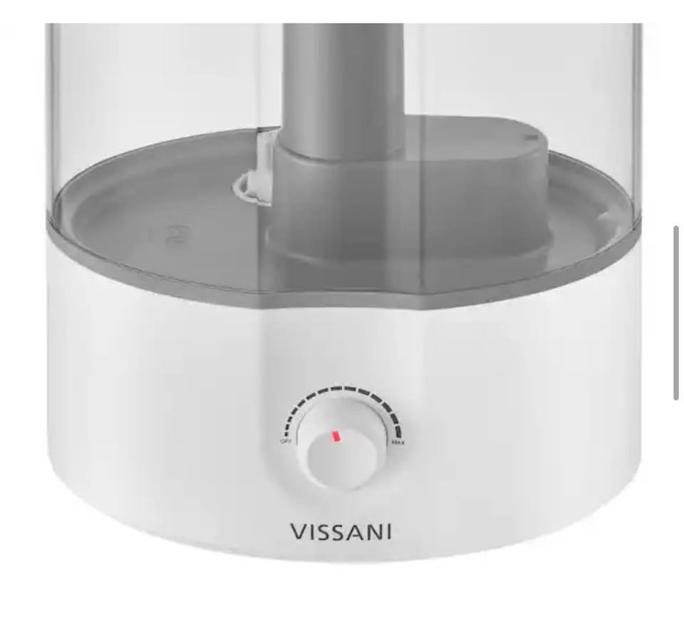 Vissani 1-Gal Cool Mist Humidifier – Dual 360° Nozzle, White