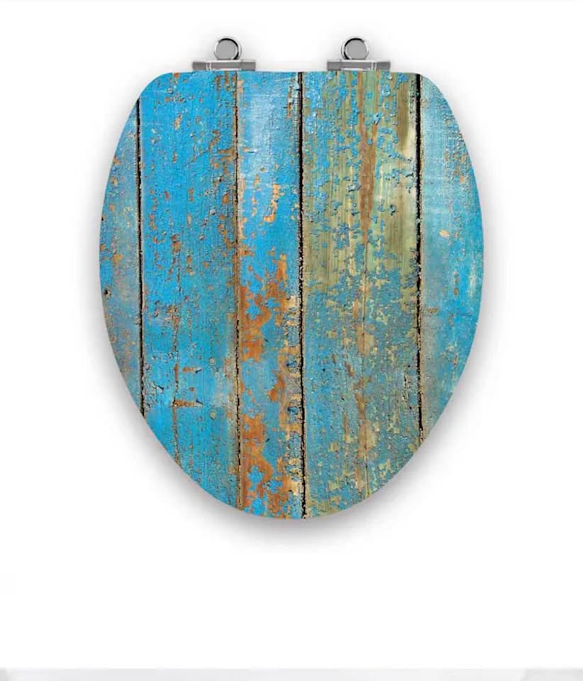 TOPSEAT Art of Acryl Slow Close Elongated Toilet Seat in Blue