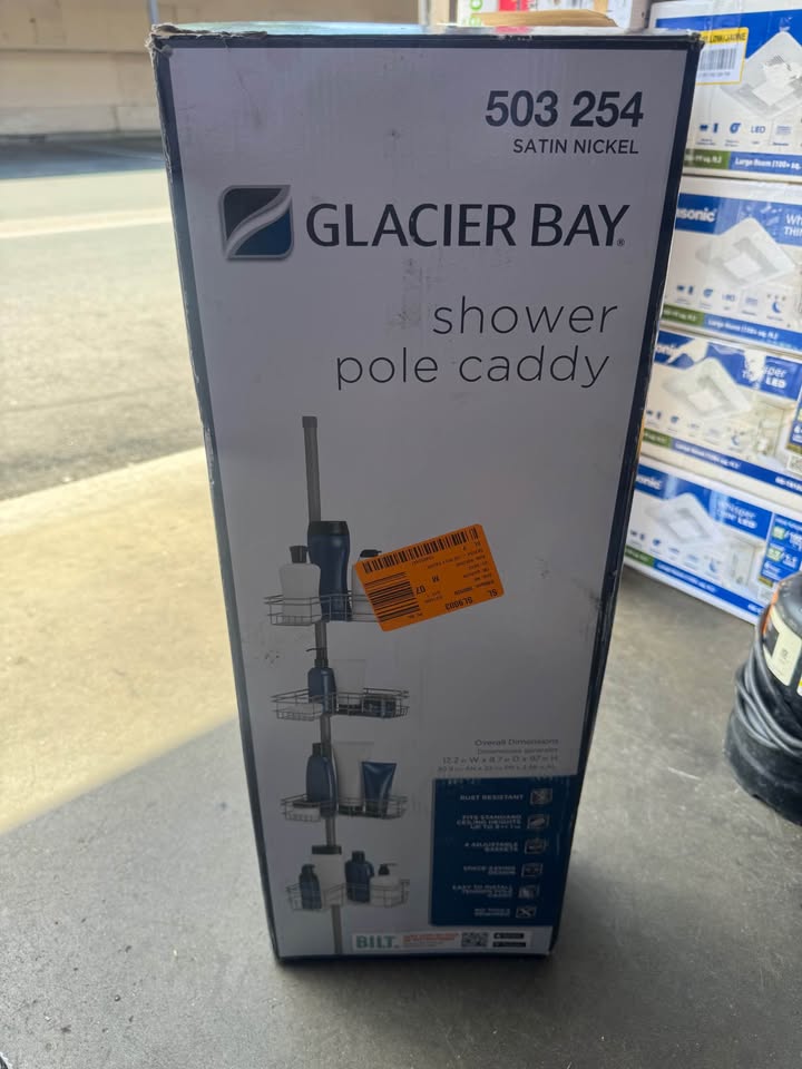 Glacier Bay Tension Pole Corner Shower Caddy in Satin Nickel