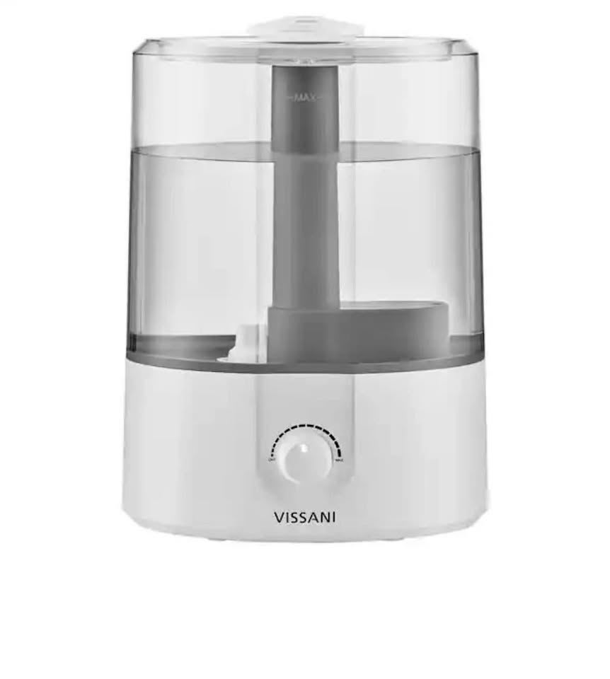 Vissani 1-Gal Cool Mist Humidifier – Dual 360° Nozzle, White