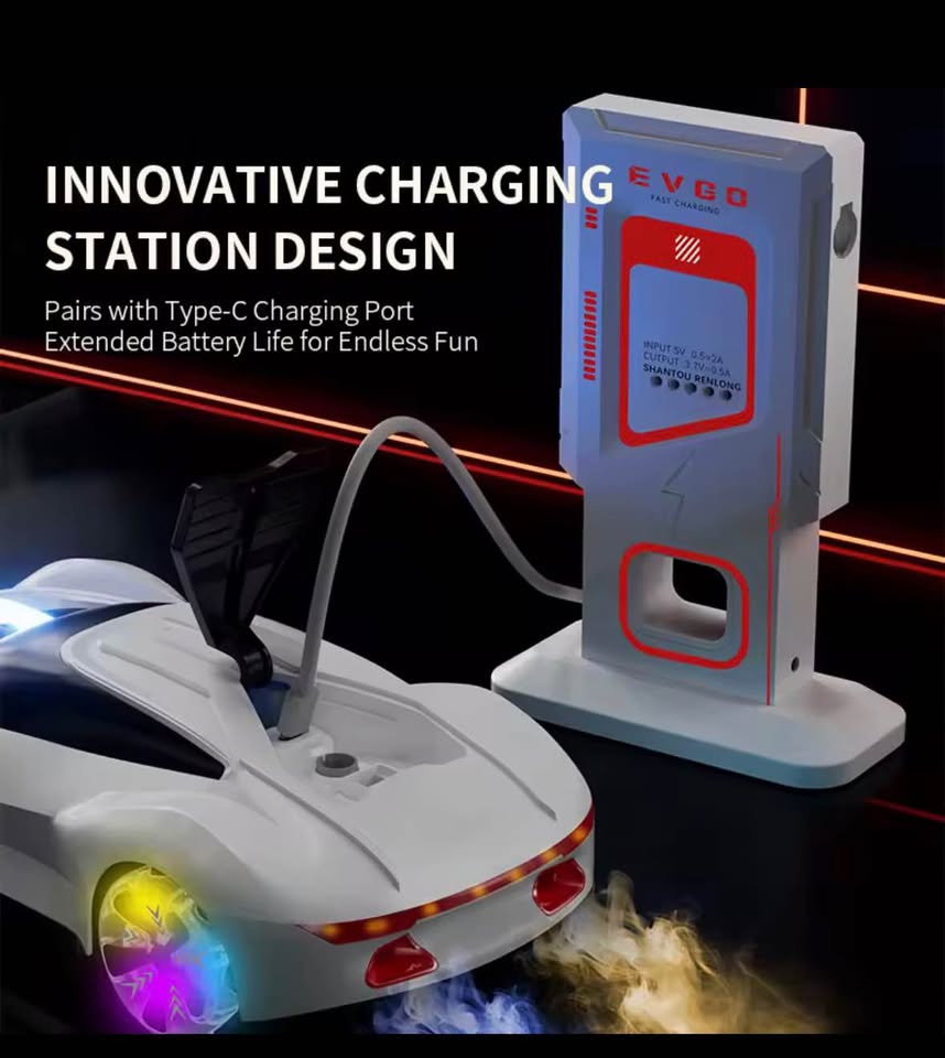 RC Spray Car with LED Lights & Charging Station