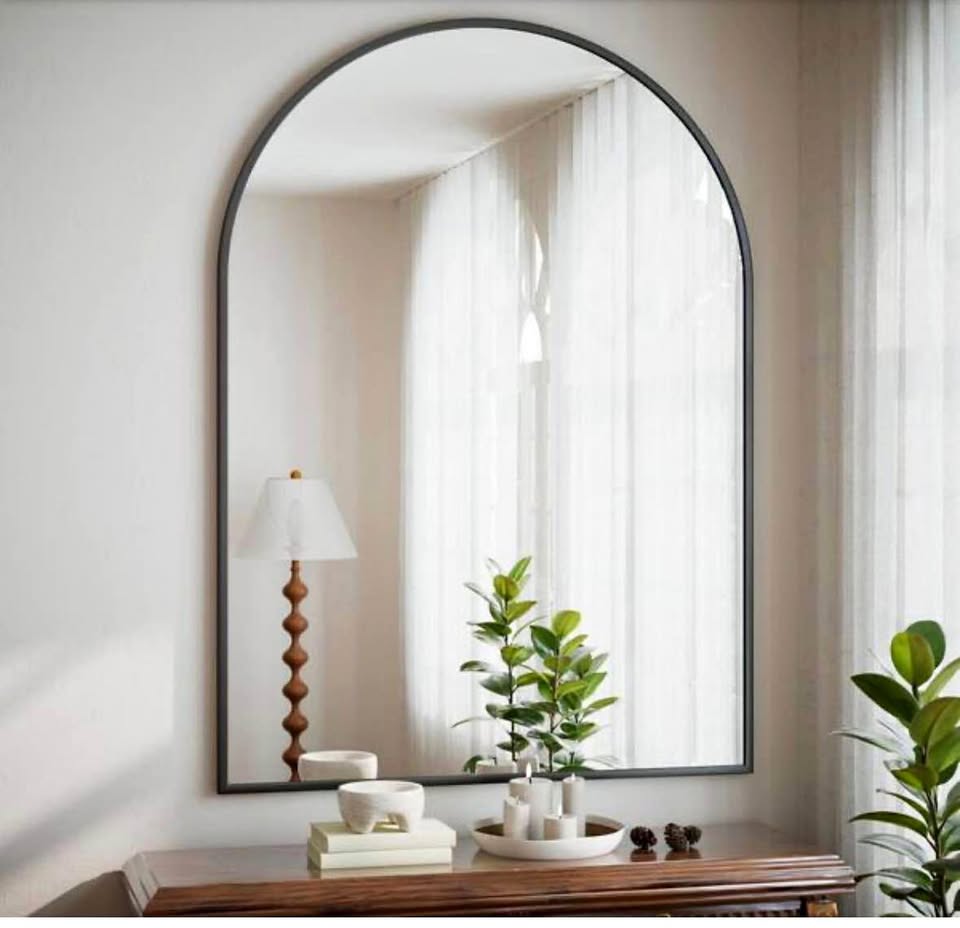 XRAMFY 32x48 Arched Black Vanity Mirror