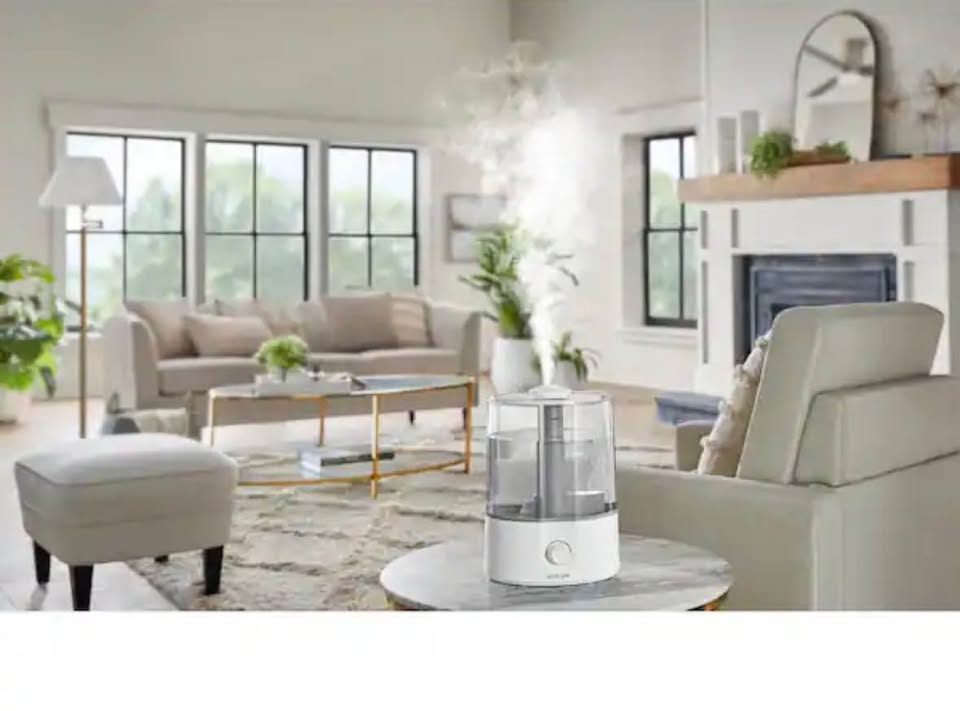 Vissani 1-Gal Cool Mist Humidifier – Dual 360° Nozzle, White