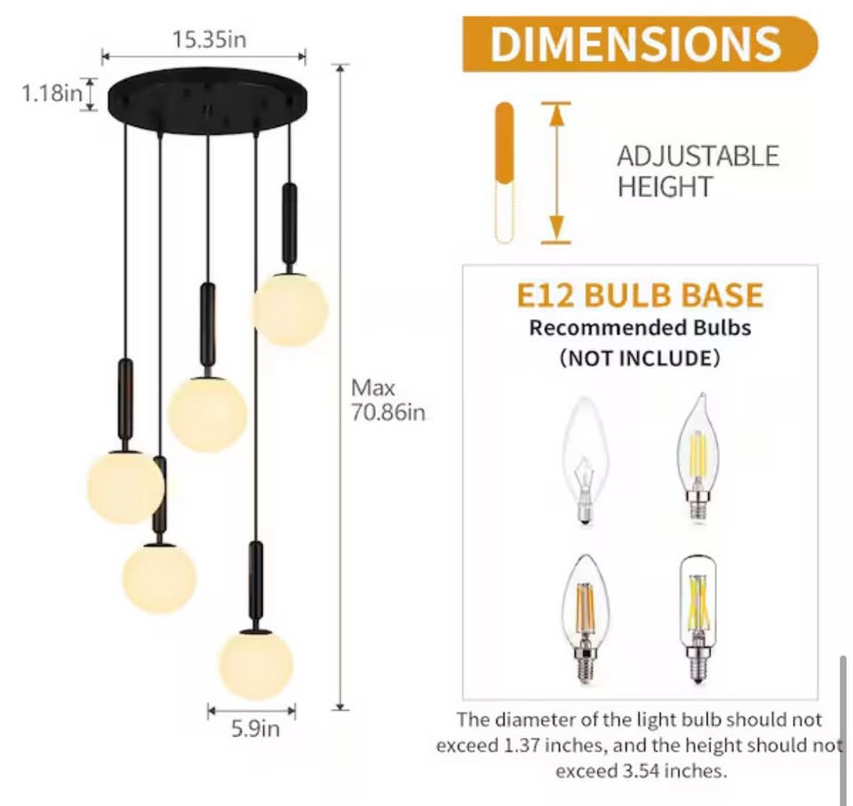 ZHLWIN 5-Light Globe Pendant Light