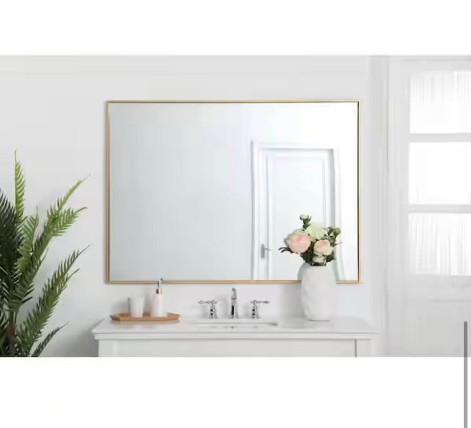 Brass 36 in. W x 48 in. H Rectangle Vanity Mirror