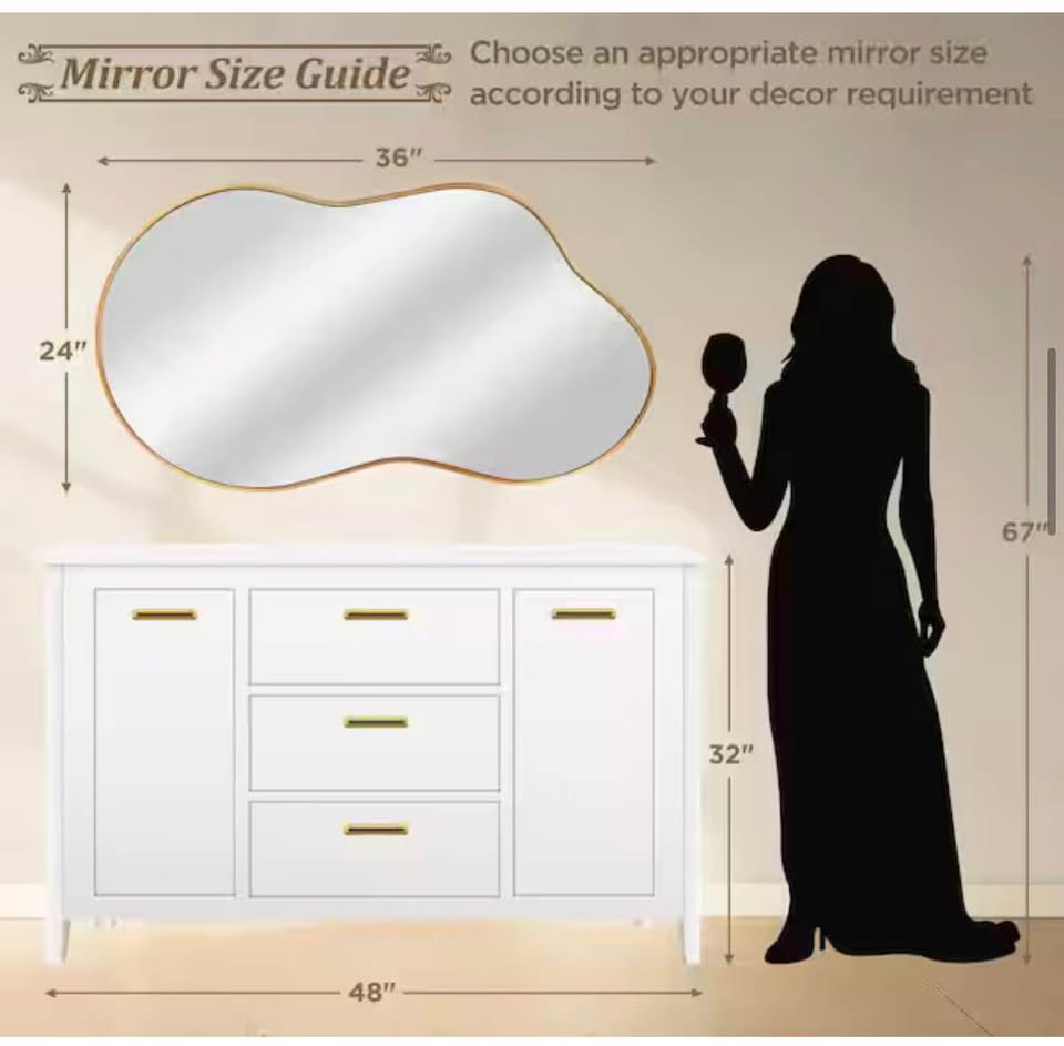 Hochwertiges Gold Asymmetrical Wall Mirror 36x24