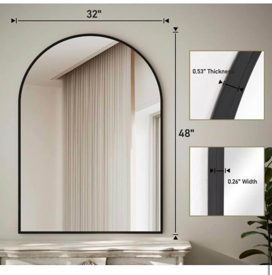 XRAMFY 32x48 Arched Black Vanity Mirror