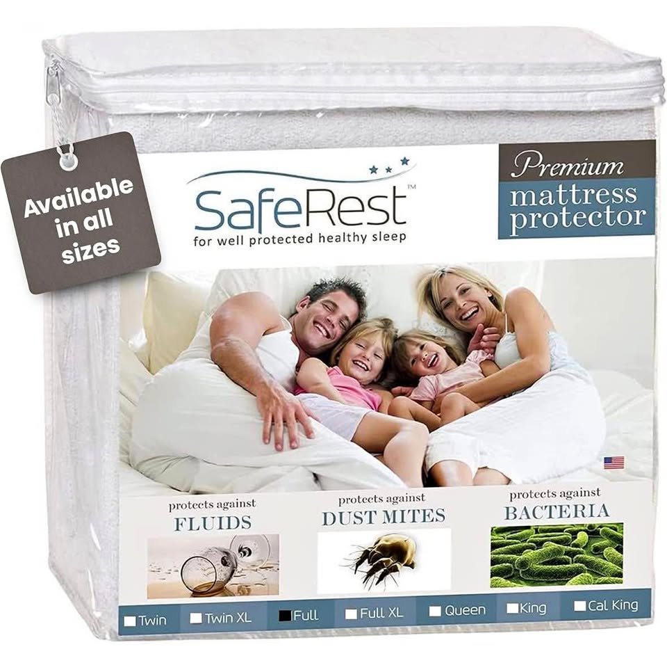 SafeRest Waterproof Full Mattress Protector – Cotton Fitted Cover