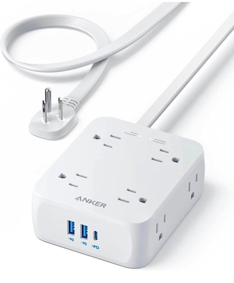 Anker Power Strip Surge Protector – 8 Outlets, USB-C & USB, 10ft Cord