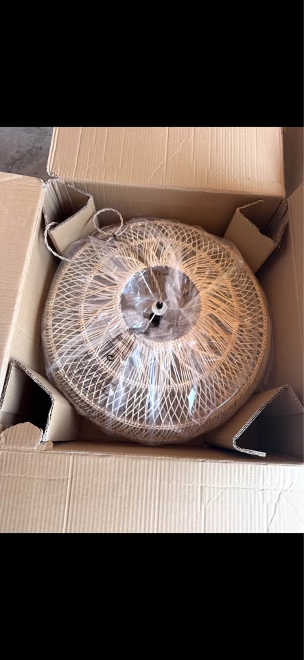 ELE Light & Decor Rattan Pendant Light Brass Orb 1-Light