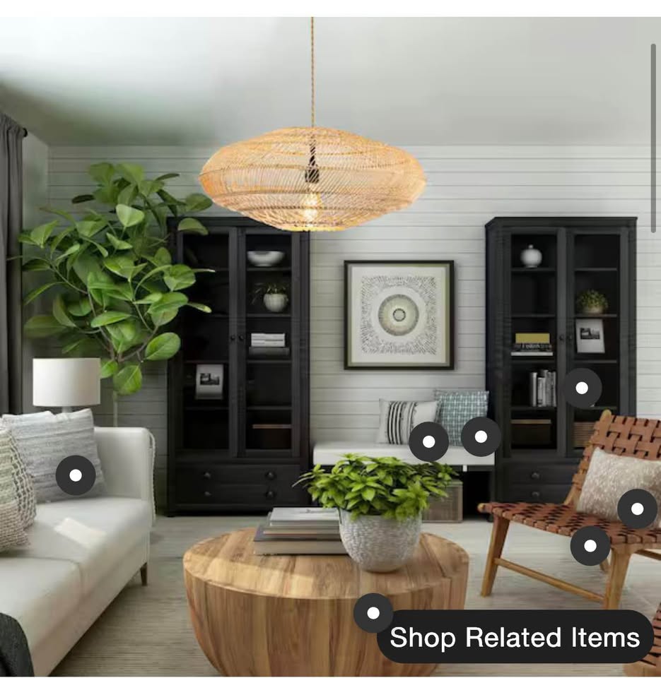 ELE Light & Decor Rattan Pendant Light Brass Orb 1-Light