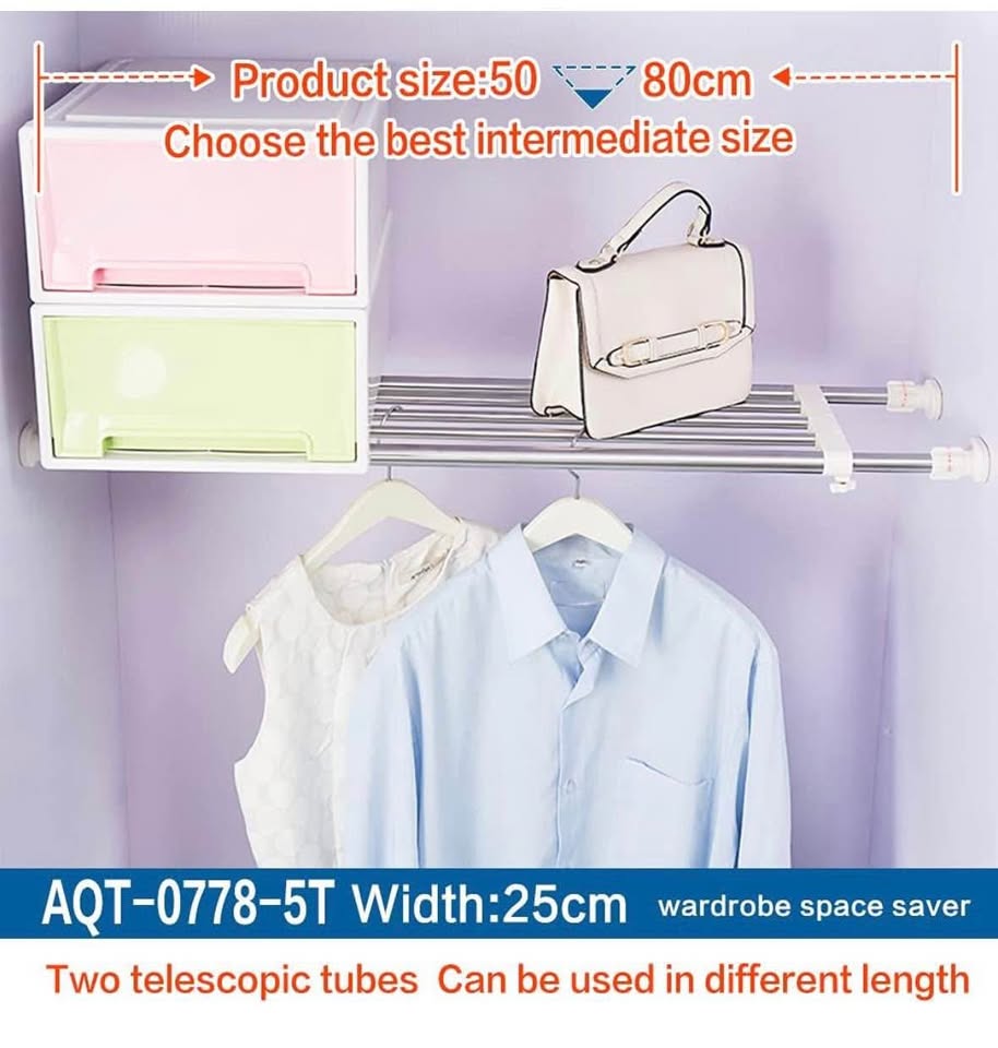 Hershii Expandable Closet Shelf Rod Adjustable Storage Organizer