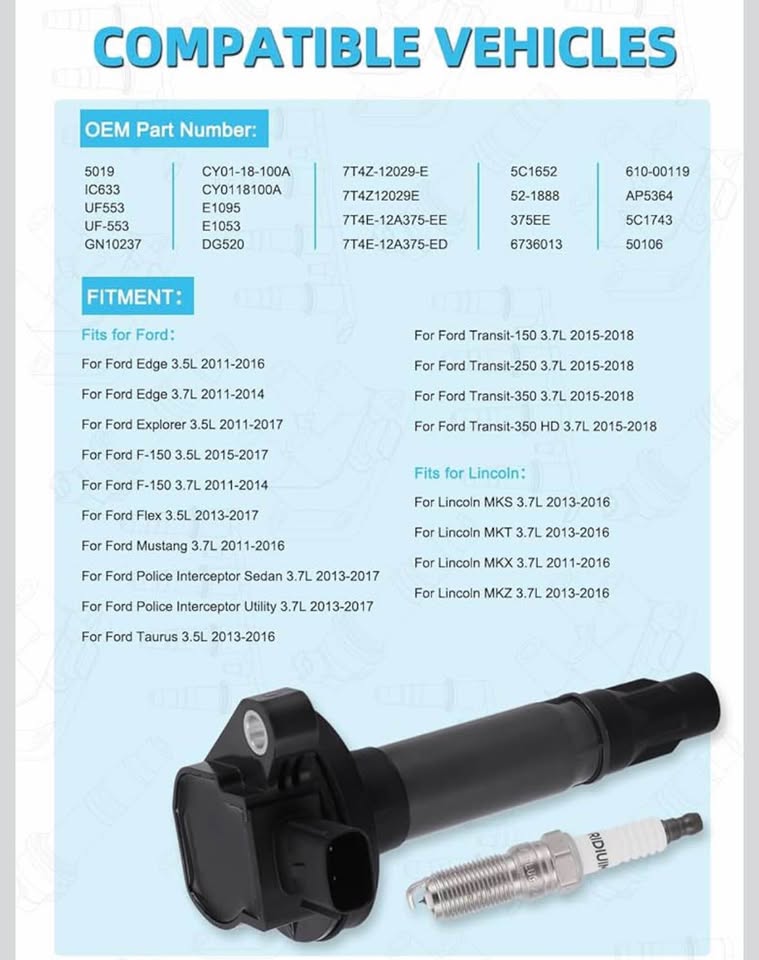 UF553 DG520 Ignition Coil Pack & Iridium Spark Plugs Kit 6PCS