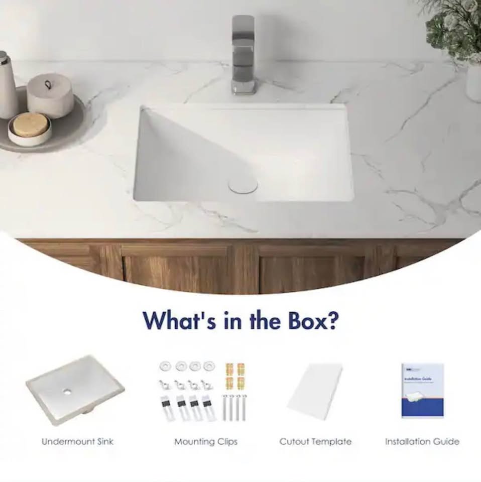 Eridanus Denbigh 18”x13” Undermount Bathroom Sink – White