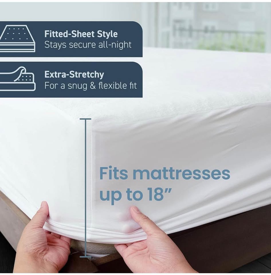 SafeRest Waterproof Full Mattress Protector – Cotton Fitted Cover