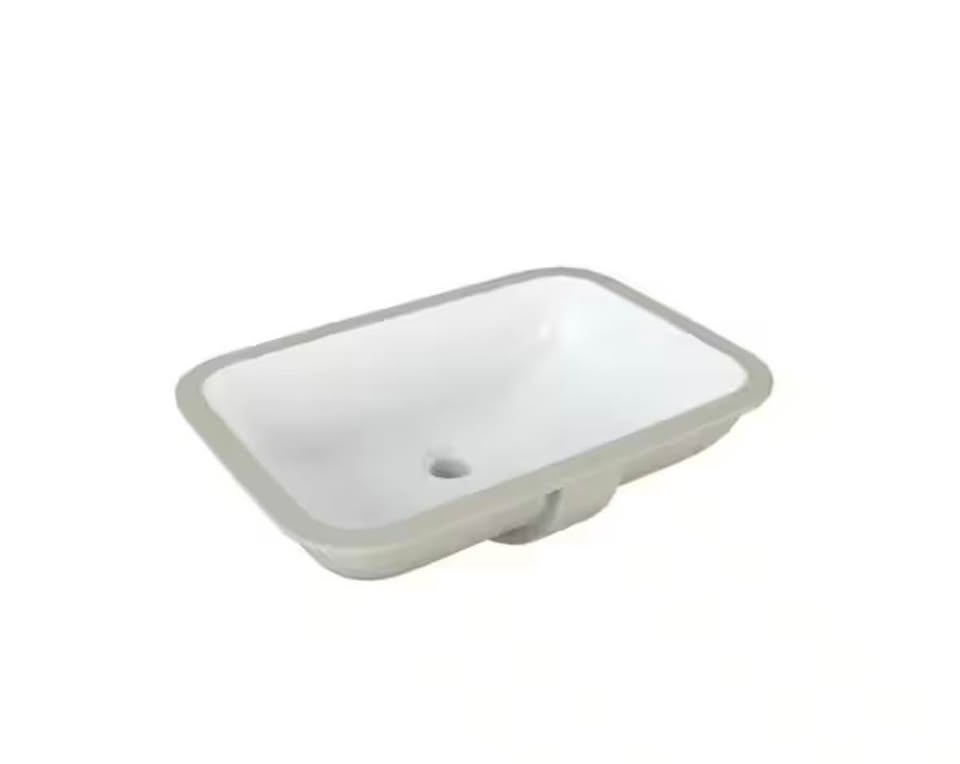 Glacier Bay 22” White Rectangular Undermount Bathroom Sink w/ Overflow