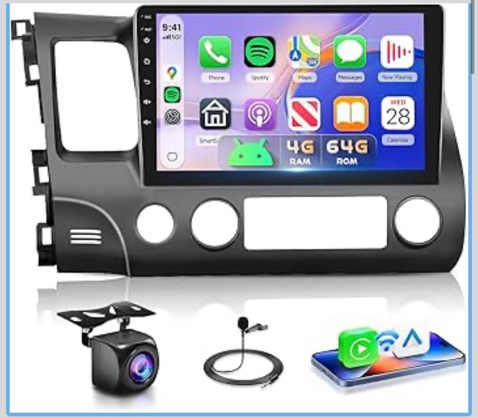 Podofo 10.1” Android 15 Car Stereo for Honda Civic 2006-2011 w/ CarPlay & Camera