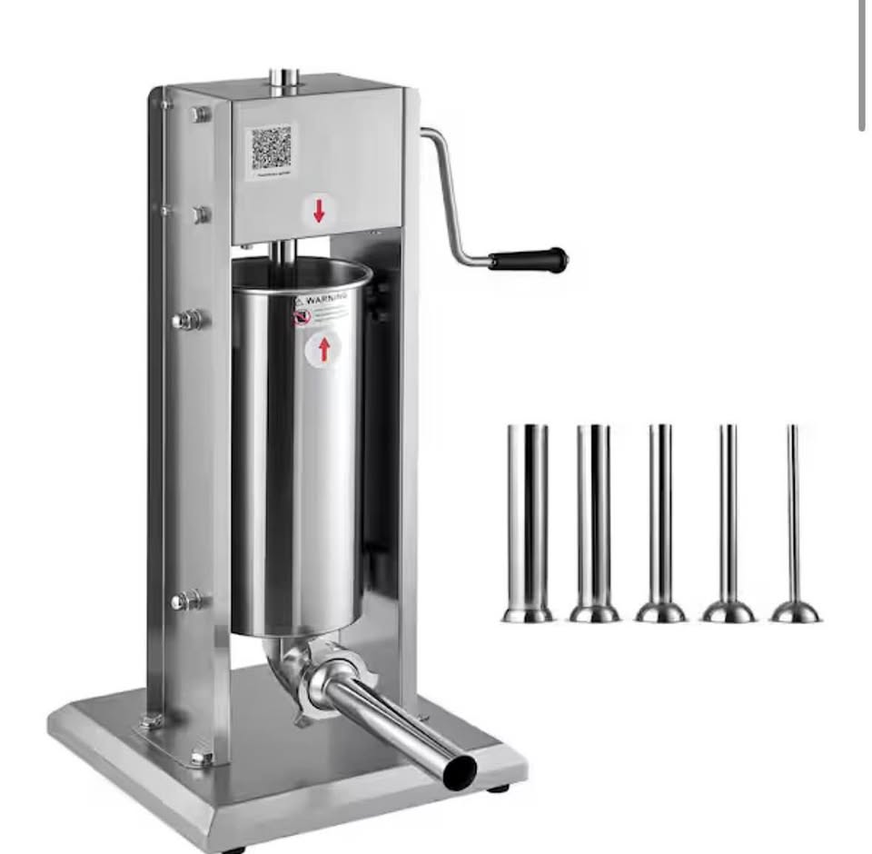 VEVOR 11 lb Vertical Sausage Stuffer, Dual-Speed, Stainless Steel, 5 Tubes