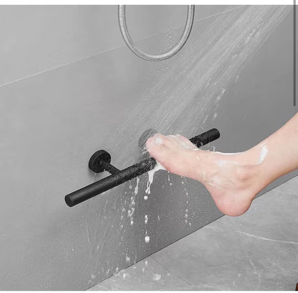 HOMEMYSTIQUE 16” Matte Black Oval Tub/Shower Foot Stop
