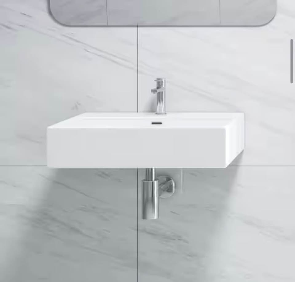 Eridanus 24” x 16” White Wall-Mount Vessel Sink w/ Faucet Hole & Overflow