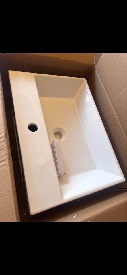Eridanus 24” x 16” White Wall-Mount Vessel Sink w/ Faucet Hole & Overflow