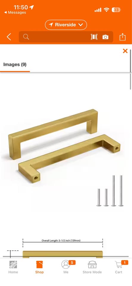 Numhew 5” Gold Cabinet Pulls, 19-Pack Brushed Brass Cabinet Handles
