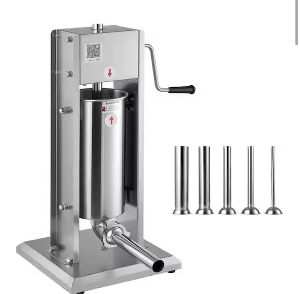 VEVOR 11 lb Vertical Sausage Stuffer, Dual-Speed, Stainless Steel, 5 Tubes
