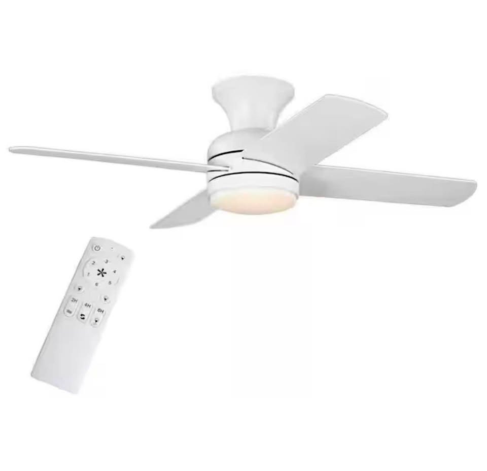 Hampton Bay Cardiff 42” Matte White Ceiling Fan w/ LED Light & Remote