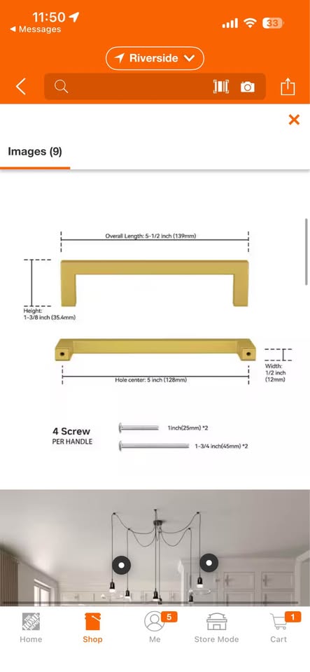 Numhew 5” Gold Cabinet Pulls, 19-Pack Brushed Brass Cabinet Handles