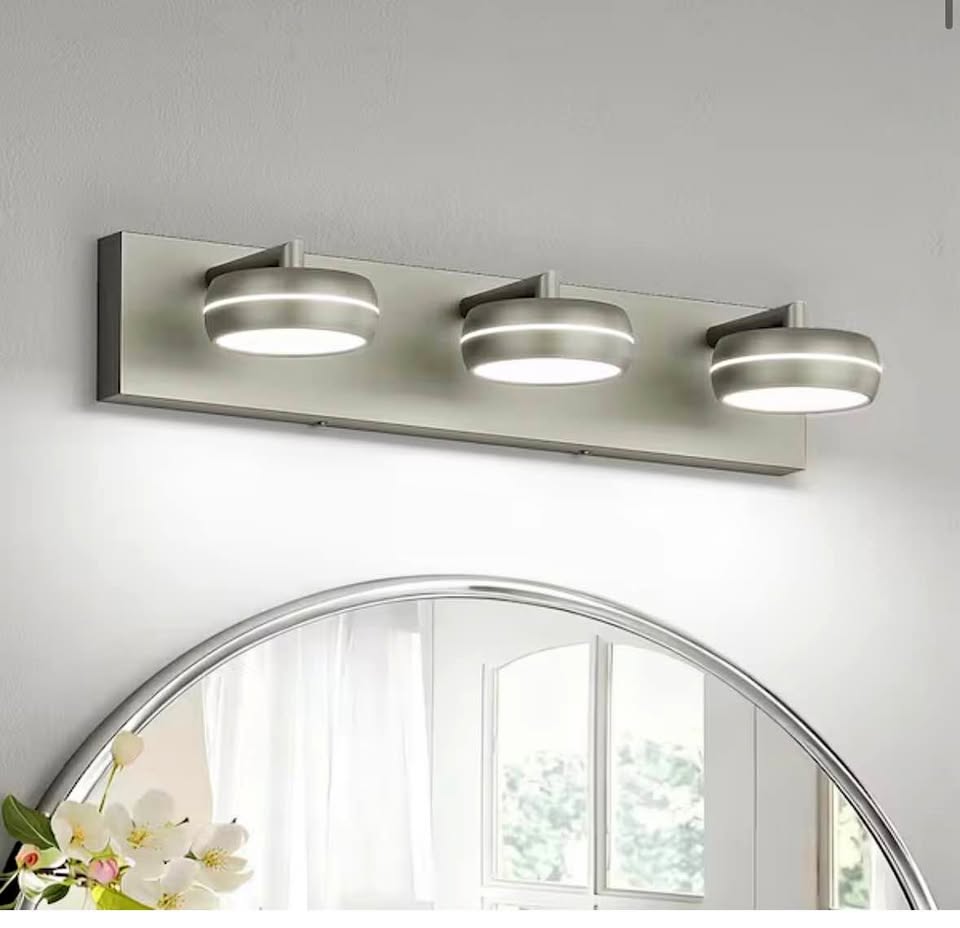 JUSHENG 20.47 in. 3-Light Dimmable LED Bathroom Vanity Light – Brushed Nickel
