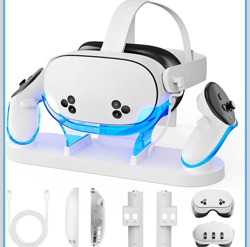 YOGES Charging Dock for Meta Quest 3/3S, 2-in-1 Fast Charging Station with Batteries