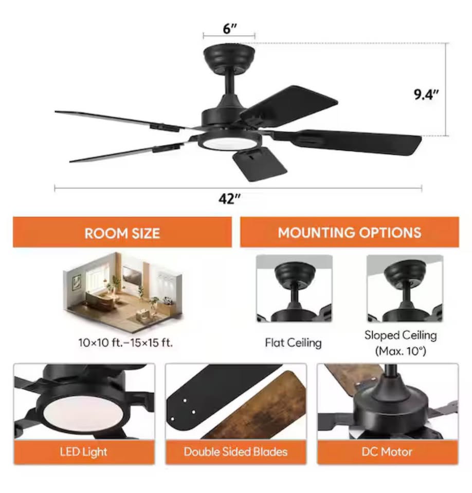 Merra 42” LED Ceiling Fan with Light & Remote