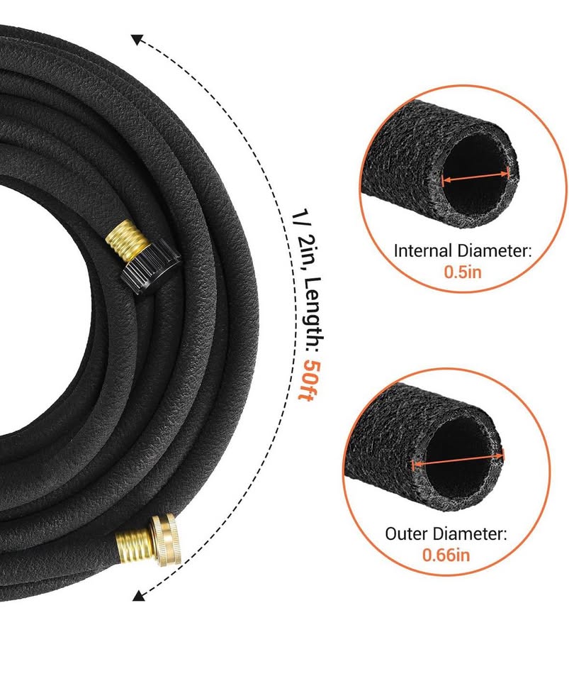 MAMIZO 2-Pack 50FT Soaker Hoses 1/2” Heavy Duty w/ Brass Connectors
