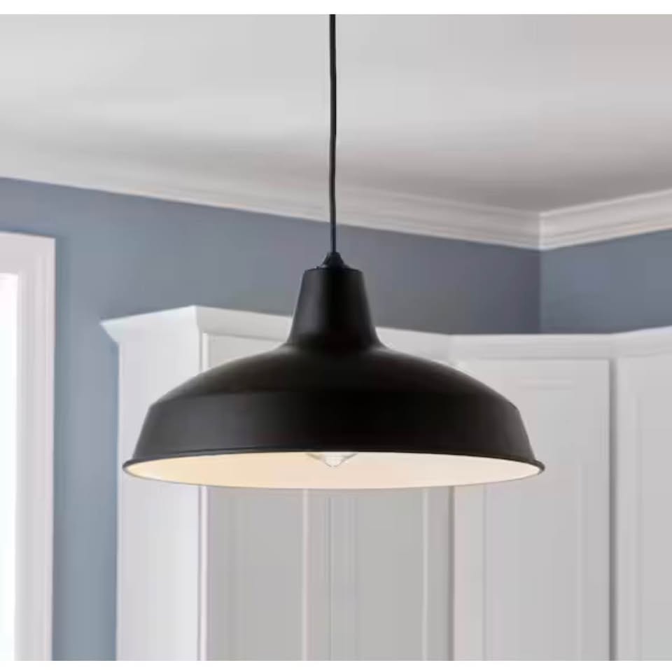 Hampton Bay Black Warehouse Pendant Light
