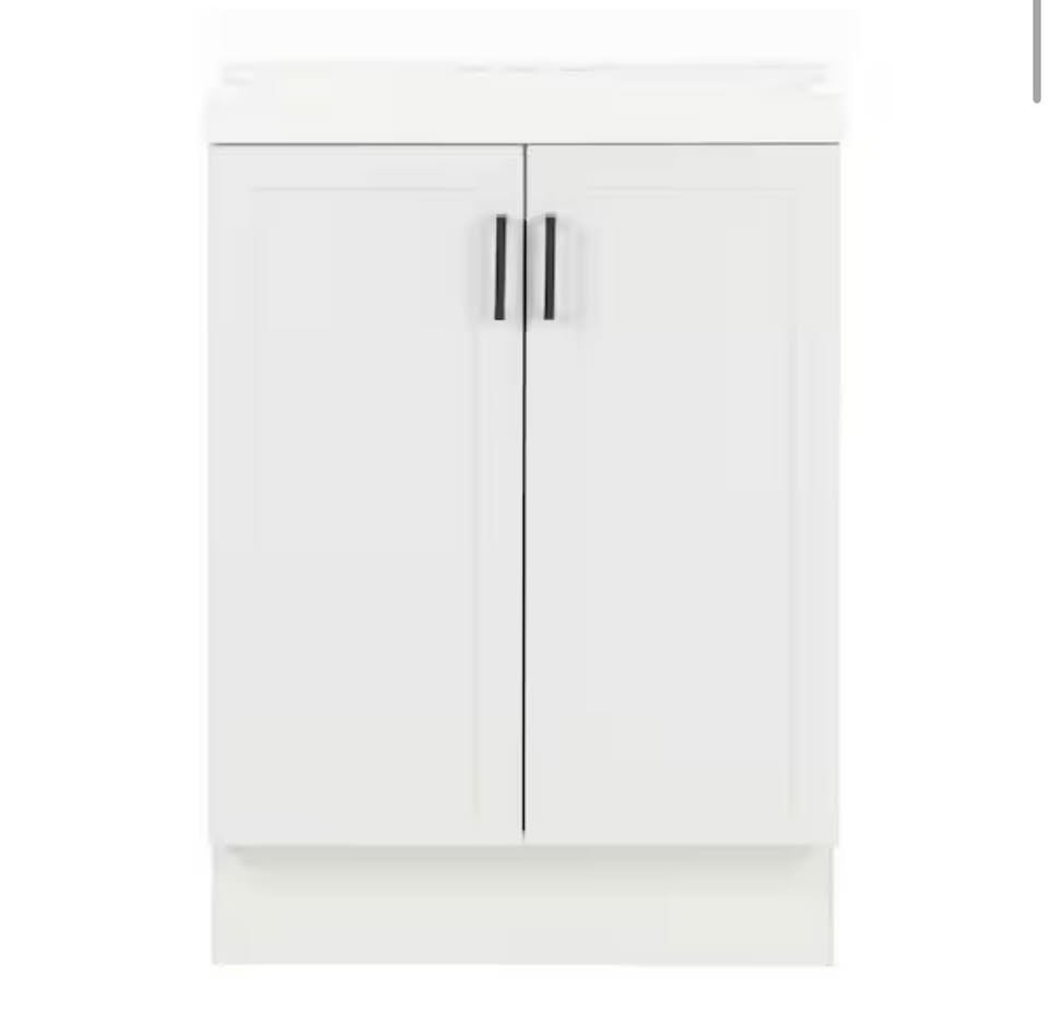 Glacier Bay 25” White Bathroom Vanity w/ Marble Top
