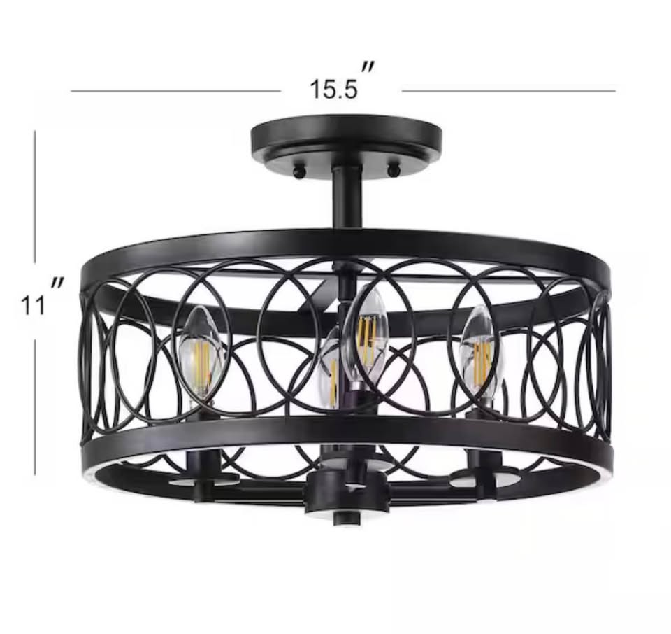 JONATHAN Y Sylvain 15.5” LED Semi-Flush Mount Ceiling Light, Oil Rubbed Bronze
