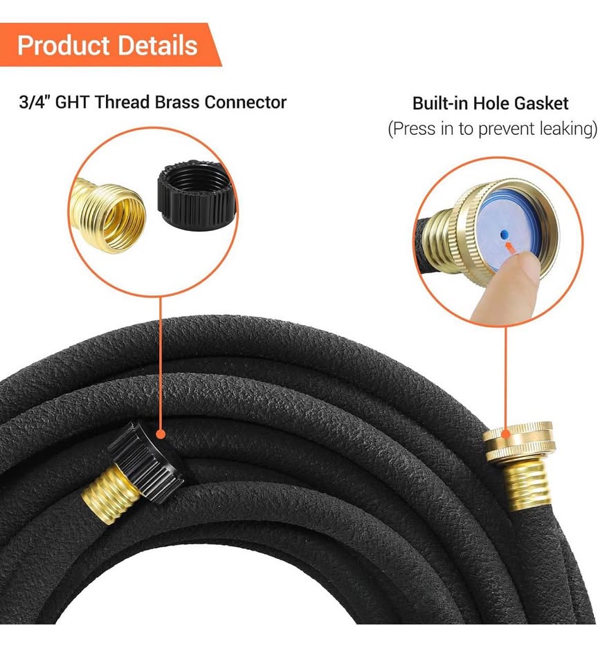 MAMIZO 2-Pack 50FT Soaker Hoses 1/2” Heavy Duty w/ Brass Connectors