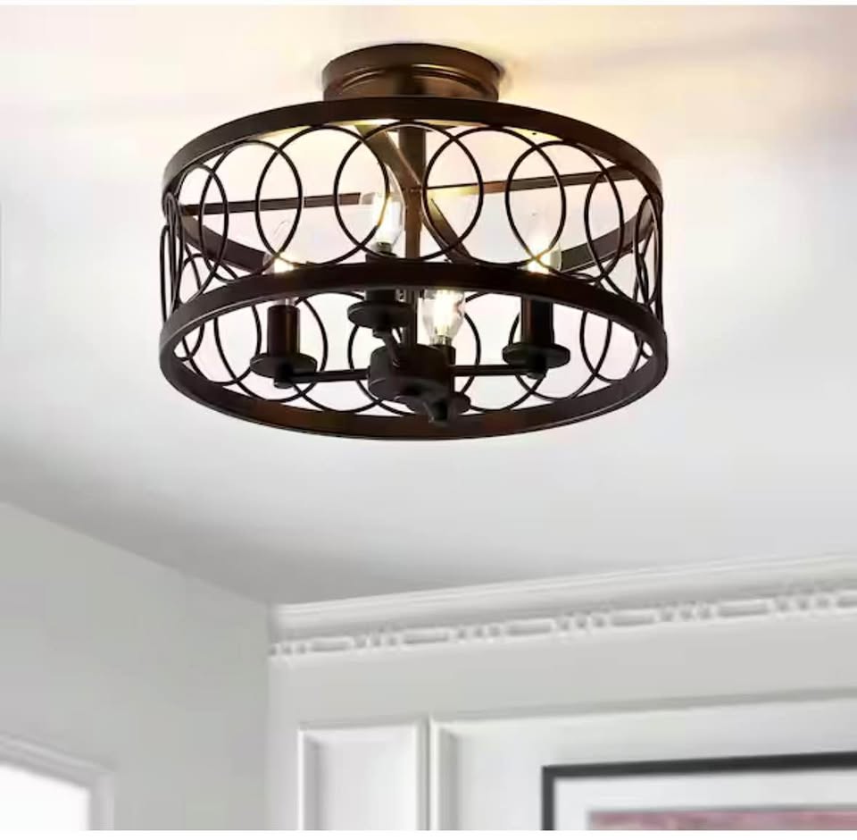 JONATHAN Y Sylvain 15.5” LED Semi-Flush Mount Ceiling Light, Oil Rubbed Bronze