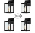 Hukoro 9” Outdoor Wall Lantern Sconce, Black, Clear Glass, 4-Pack