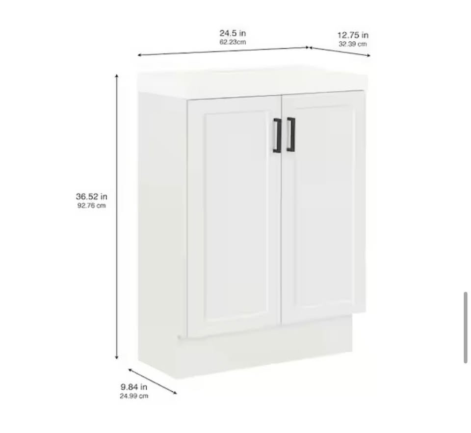 Glacier Bay 25” White Bathroom Vanity w/ Marble Top