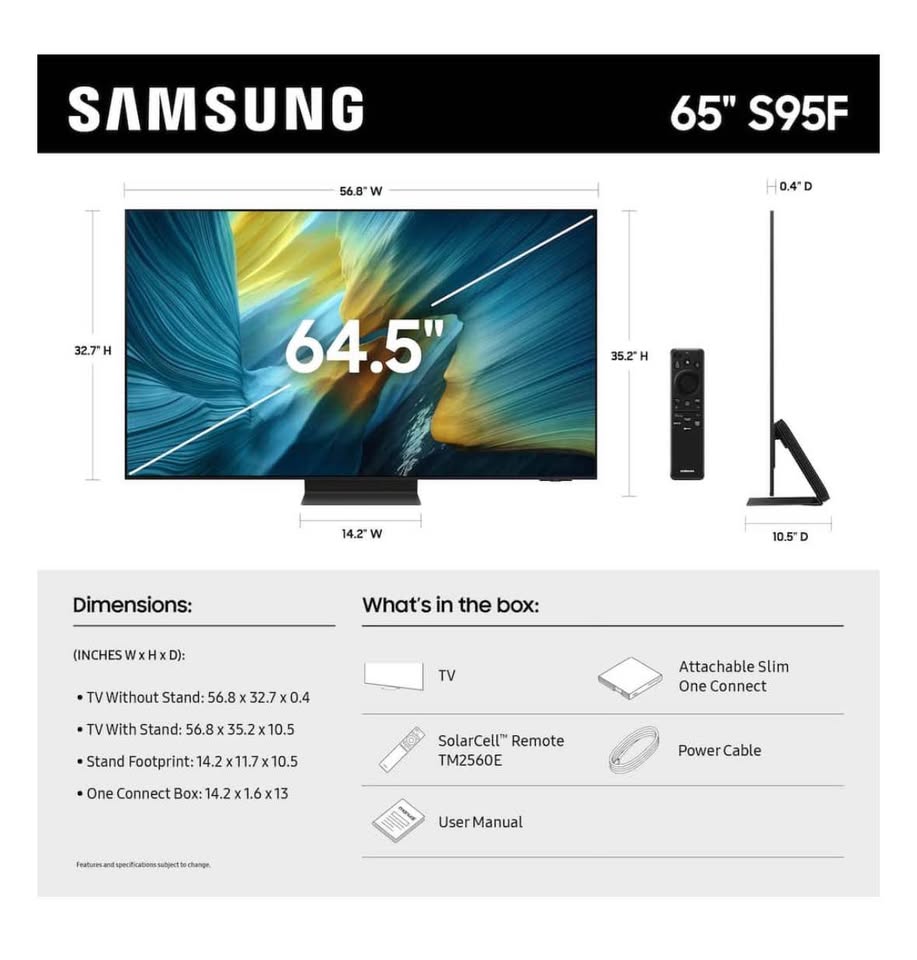 Samsung - 65" Class S95F OLED 4K Glare-Free TV with SamsungVisionAI (2025)