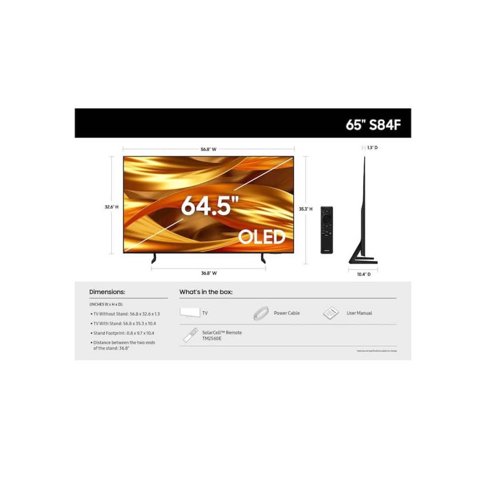 Samsung - 65" Class S84F OLED 4K UHD Vision Al Smart Tizen TV (2025)