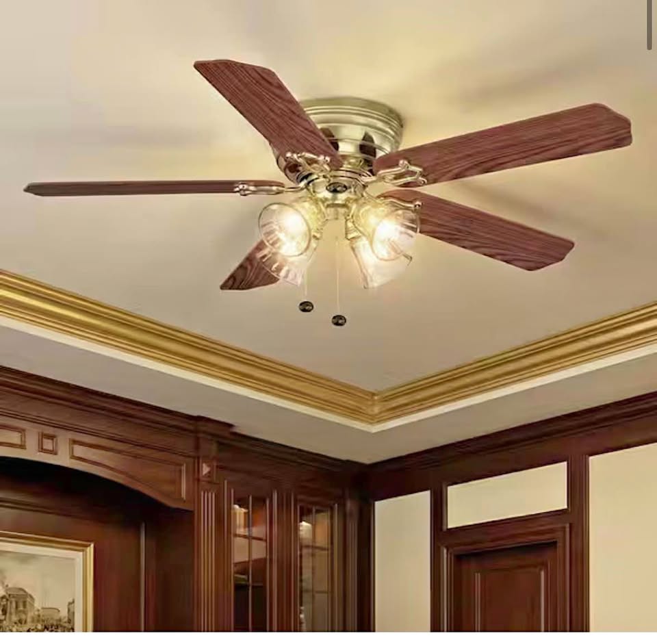 Hampton Bay Carriage House 52” Polished Brass Ceiling Fan w/ LED Light & Reversible Blades