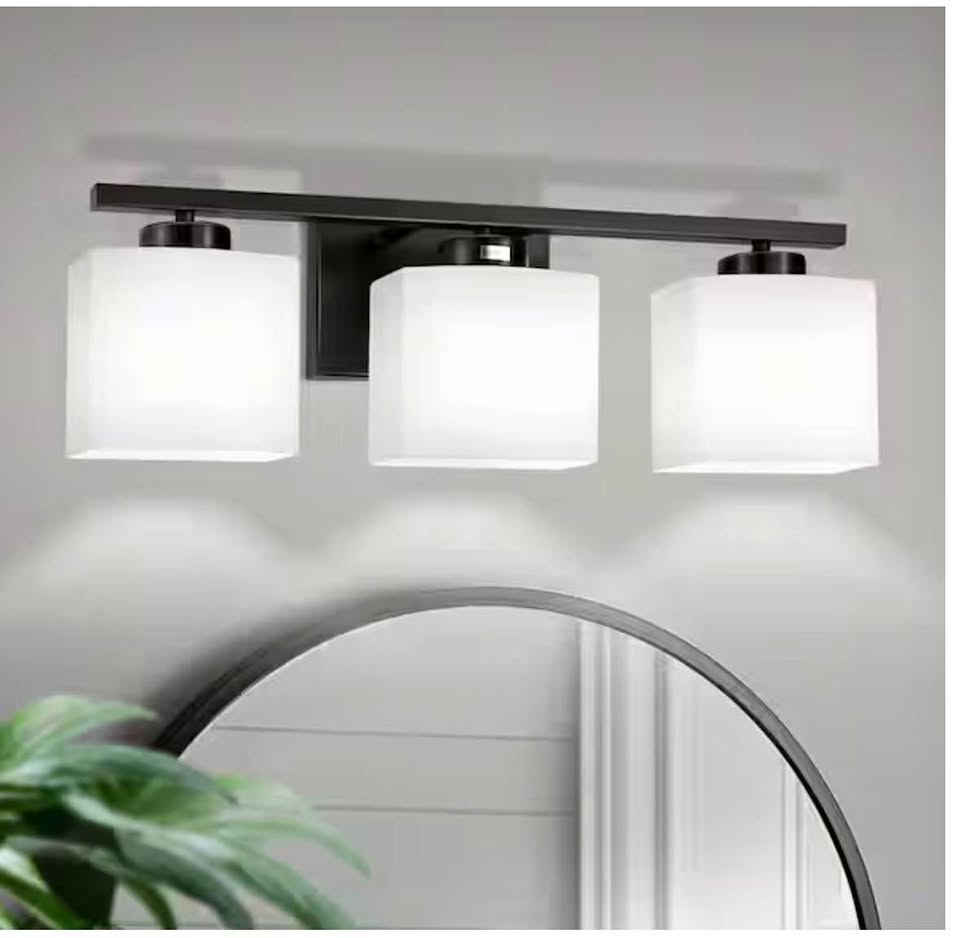 YANSUN 22” 3-Light Matte Black Bathroom Vanity Light
