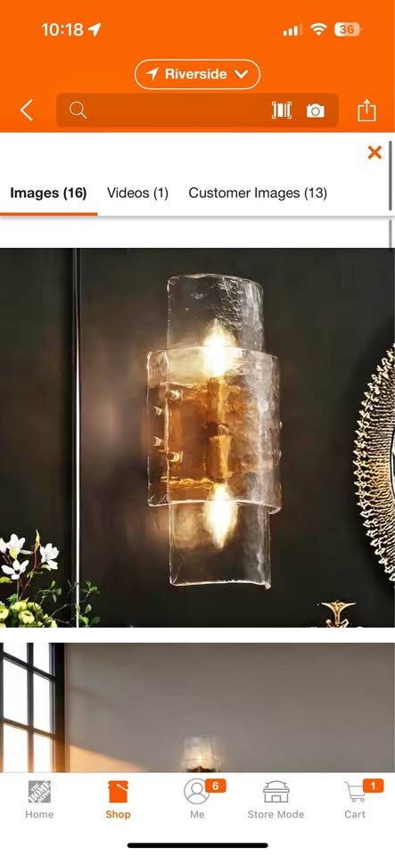 LNC 6.3” 2-Light Brass Glacier Glass Wall Sconce