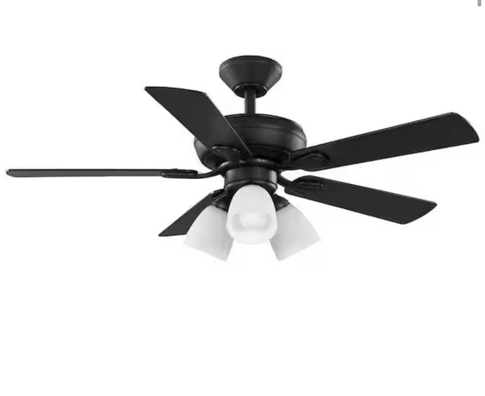 Hampton Bay Riley 44” Matte Black LED Ceiling Fan w/ Light, Remote & Reversible Blades