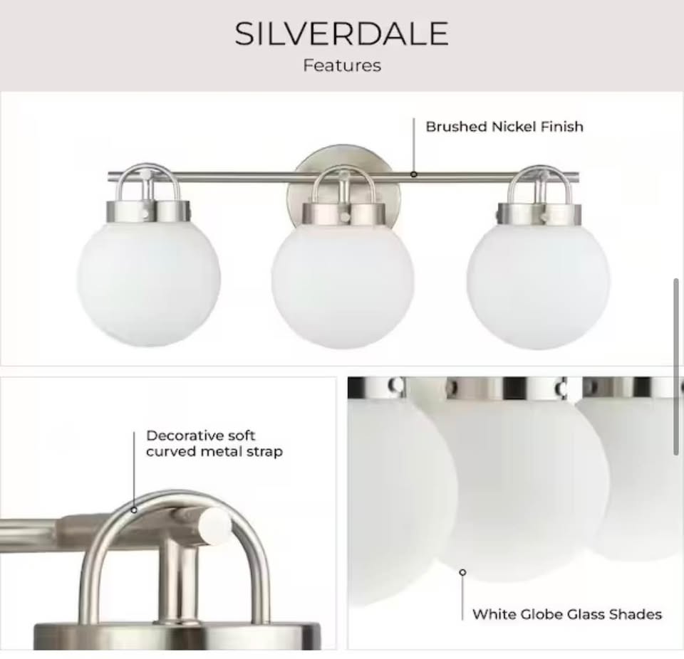 Progress Lighting Silverdale 22” 3-Light Brushed Nickel Bathroom Vanity Light